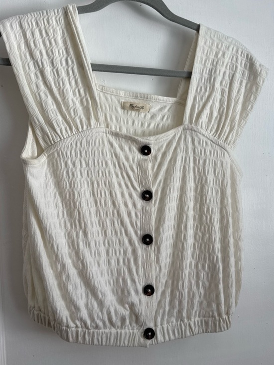 Madewell Tops - Madewell Cream Textured Button-Front Tank Top